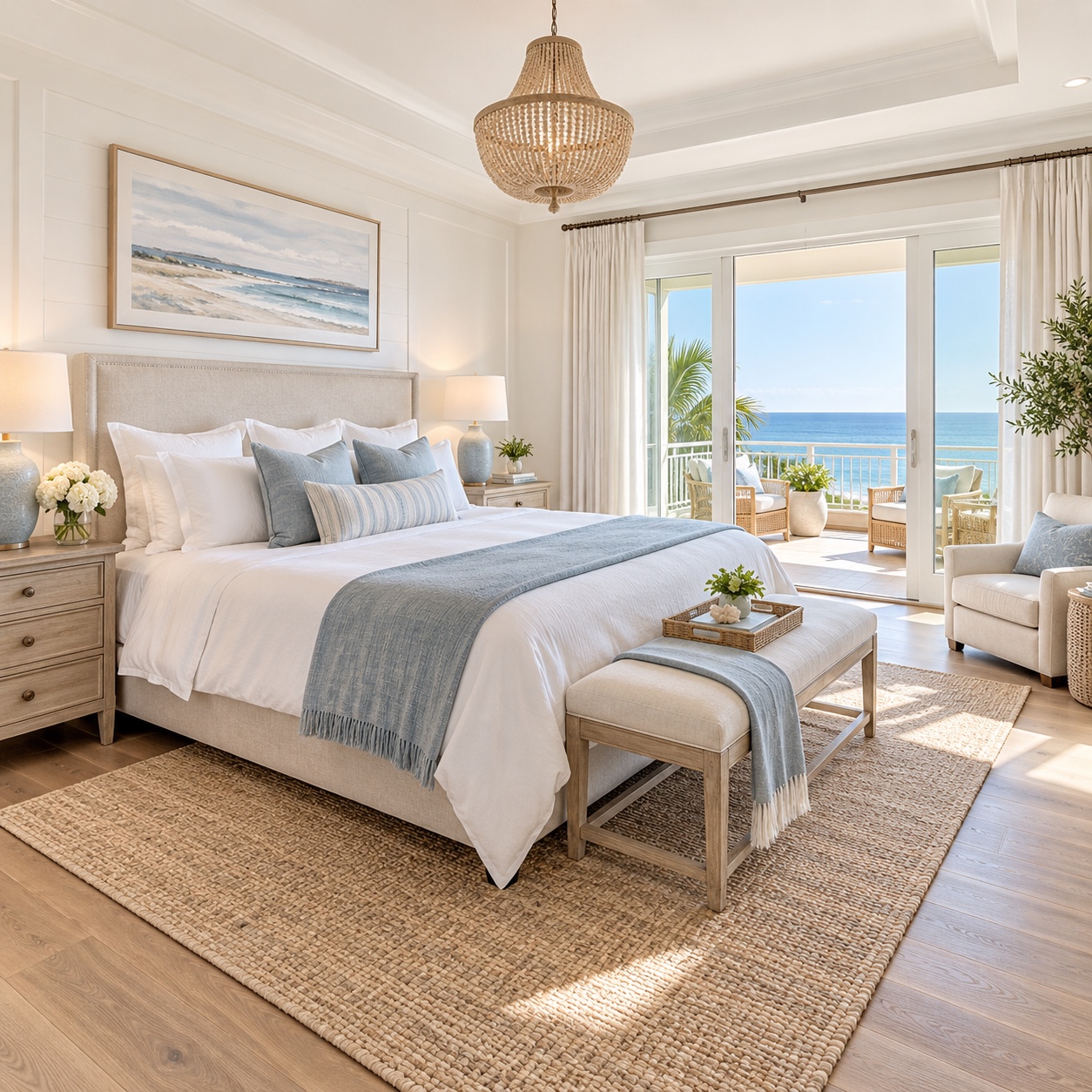 Bright, tidy coastal bedroom